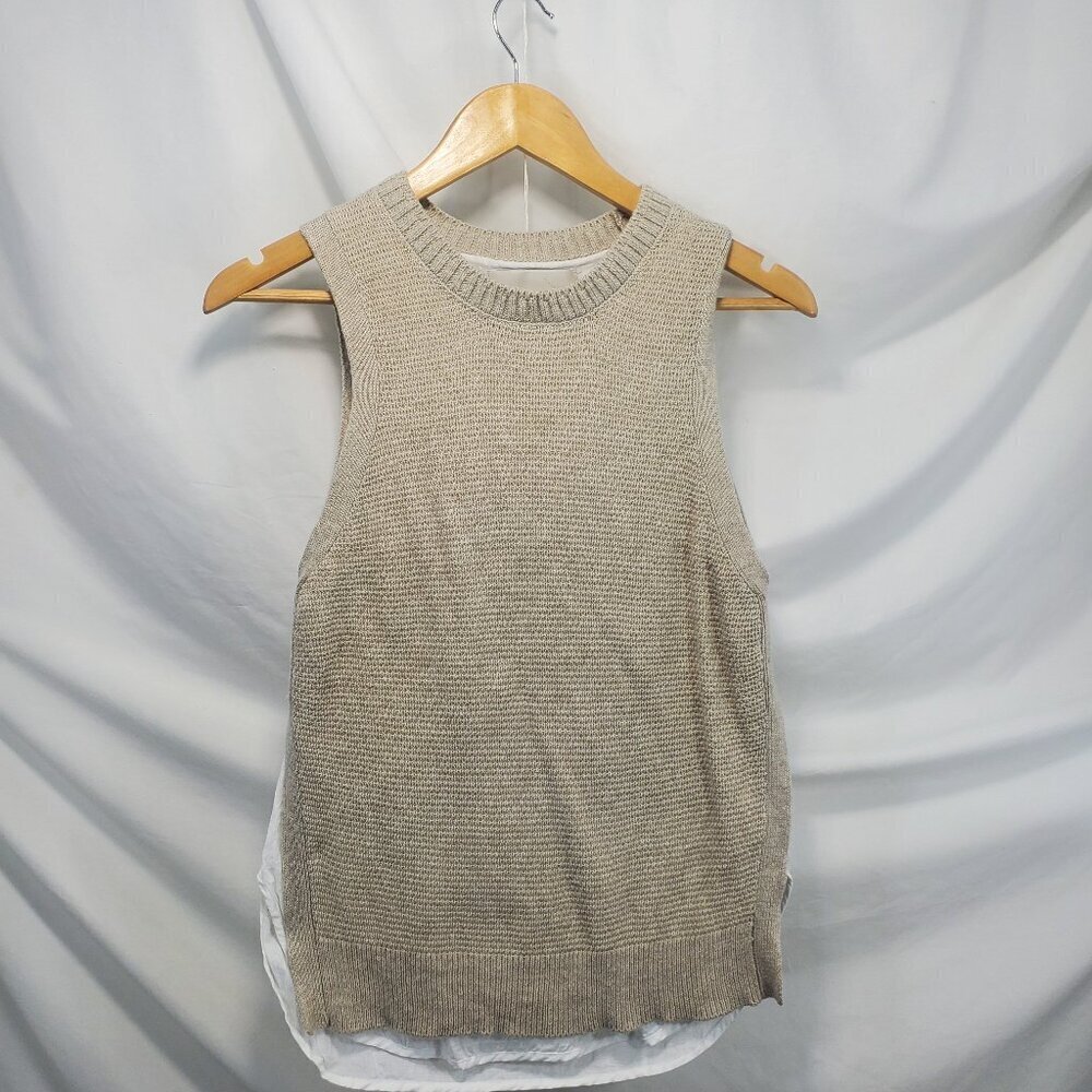 Brochu Walker Vail Layered Sweater Tank Linen Blend in Cream, size S (C-9) - Picture 5 of 12